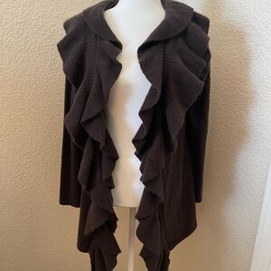 Saks Fifth Avenue Brown Draped Cardigan 100% Cashmere Size Medium